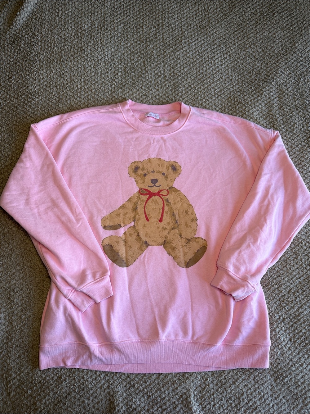 Pink Teddy Bear Graphic Sweatshirt